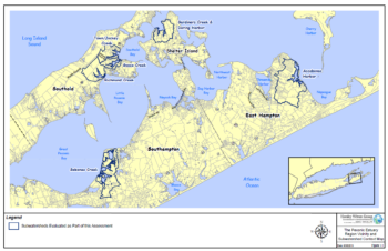 Map of watersheds chosen for assessment for the Peconic Estuary Subwatershed Management Plans.