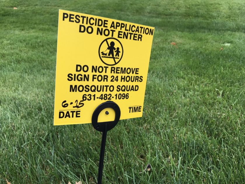 Lawn notice of pesticide application.
